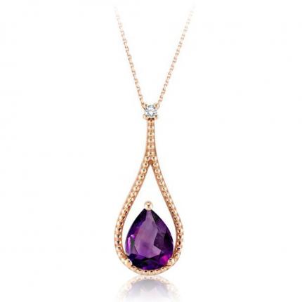 1.35 ct. Pırlanta Ametist Kolye